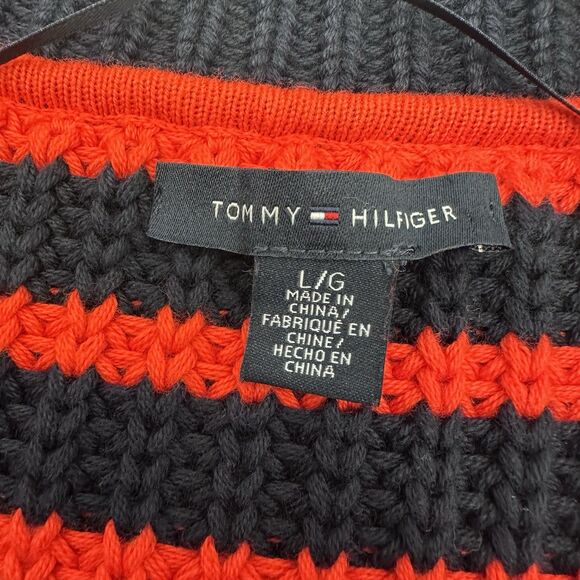 Tommy Hilfiger Womens Nordic Cable Knit Cardigan Size  L/G  Orange/ Navy - Picture 6 of 10